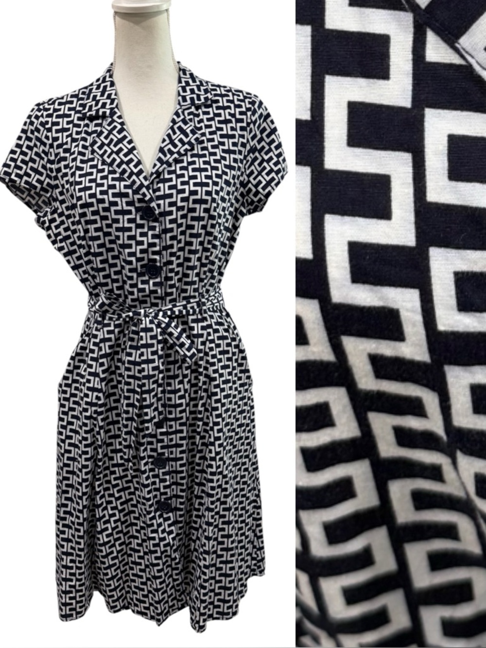 Mlle Gabrielle Cotton Belted Mid Century Modern Dress